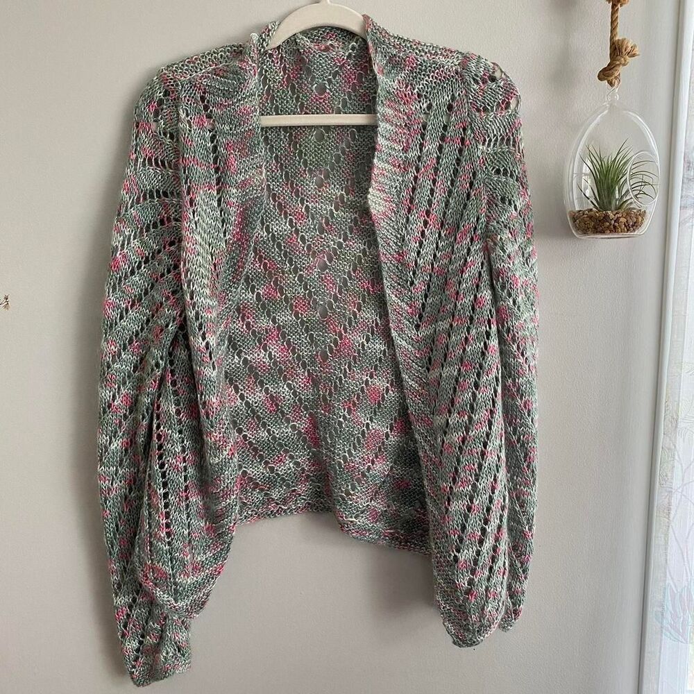 Unbranded Women's Green and Pink Cardigan